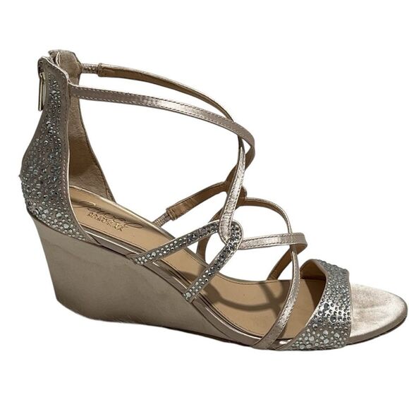 Jewel Badgley Mischka Pink Rhinestone/Crystal Wedge‎ Heel -- 7 - Picture 2 of 13